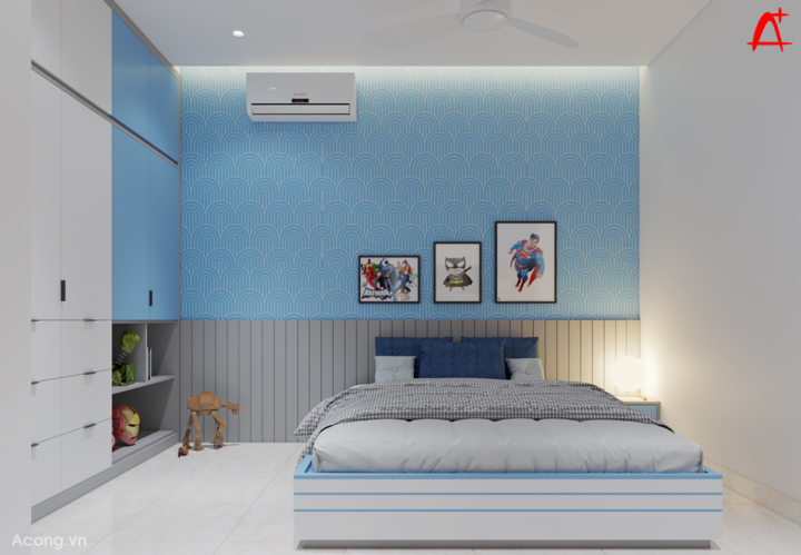 Nội thất chung cư K35 Tân Mai: thiết kế phòng ngủ con trai